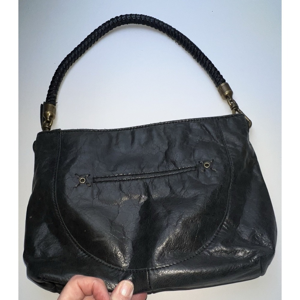 The Sak Indio Leather Demi Shoulder Bag Black Boho Tote DAMAGED Braided Strap - Picture 2 of 13